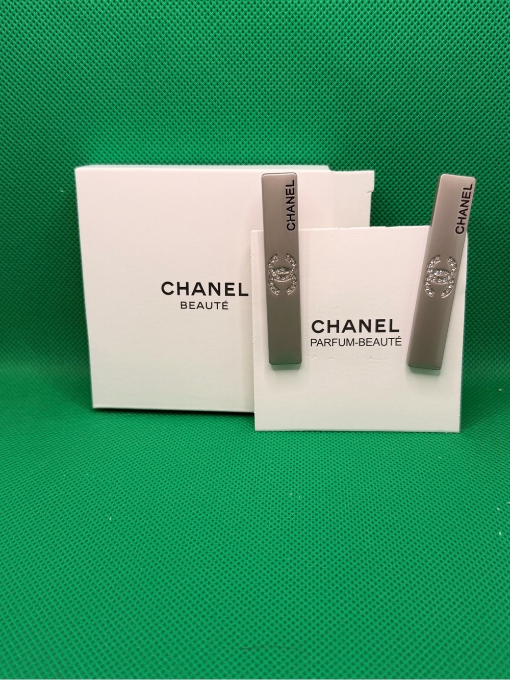 Chanel Silver Crystal Barrettes